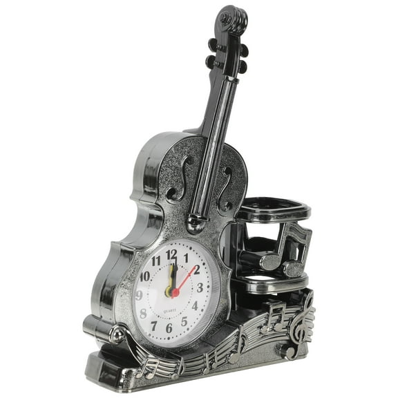 Lifelike Small Violin Seconds Kid Alarm Clock Child Student Silver