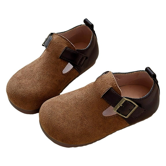 Kids Clogs Boys Girls Casual Round Toe Fall Hook and Loop Splice Leather Suede Lightweight Nonslip Flat Walking Shoes 10 Little Kid Yellow