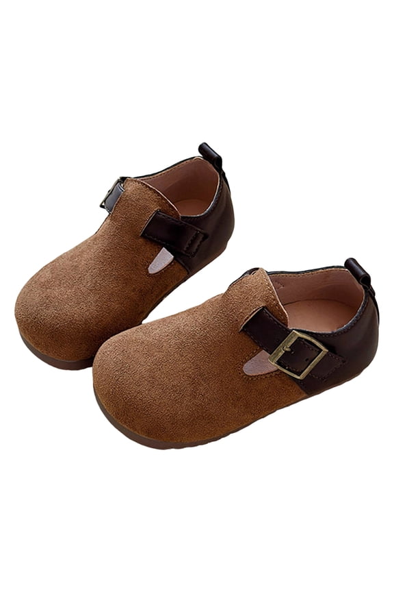 Kids Clogs Boys Girls Casual Round Toe Fall Hook and Loop Splice Leather Suede Lightweight Nonslip Flat Walking Shoes 3 Big Kid Yellow