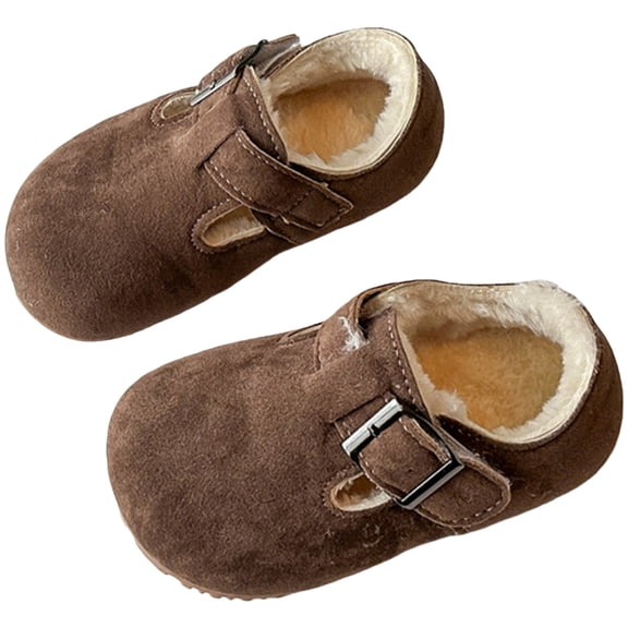 Kids Clogs Warm Fuzzy Lined Nonslip Slippers Boys Girls Casual Slip on Winter House Shoes Cozy Indoor Outdoor Mules Brown 6 Toddler