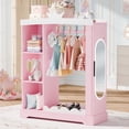 thumbnail image 1 of Kids Closet with Jewelry Cabinet, Dress up Storage with Shelves&Mirror, Costumes Wardrobe Closet with Hanging Rack for Toddlers,Organizer for Bedroom, (Kids' Armoires, Pink), 1 of 7