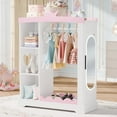 thumbnail image 1 of Kids Closet with Jewelry Cabinet, Dress up Storage with Shelves&Mirror, Costumes Wardrobe Closet with Hanging Rack for Toddlers,Organizer for Bedroom, (Kids' Armoires, White), 1 of 7