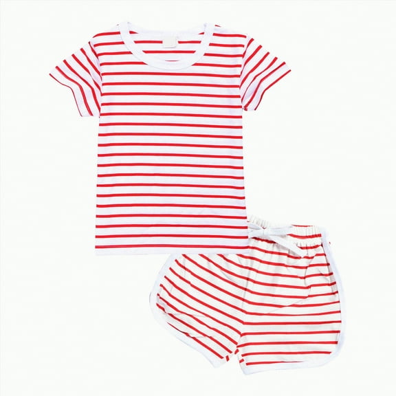 Kids Clothes Boys Baby 2PCS Shorts Set Children's Spring Summer Cotton Striped Prints Short Sleeve Sports 1t 2t 3t 4t 5t 6t Shirt Tops And 2-Piece
