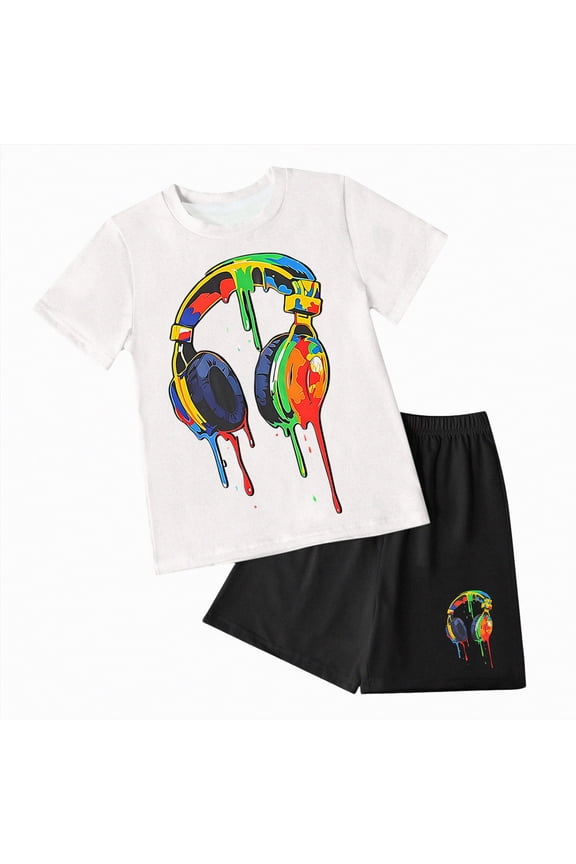 Kids Clothes Boys Baby 2PCS Shorts Set Summer Elastic Printed Sleeveless Sports 0 6 12 18 24 Months 2T 3T T Shirt Boy Playwear 2-Piece