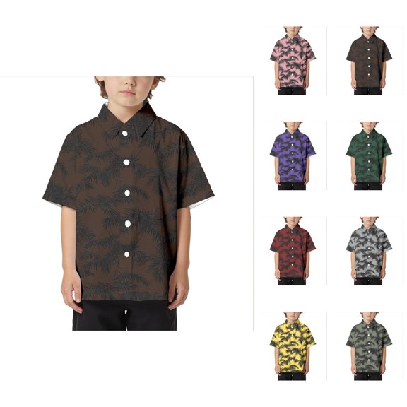 Kids Clothes Boys Beach Leisure Collar Button Open Shirt Short Sleeve Casual Tops for Children