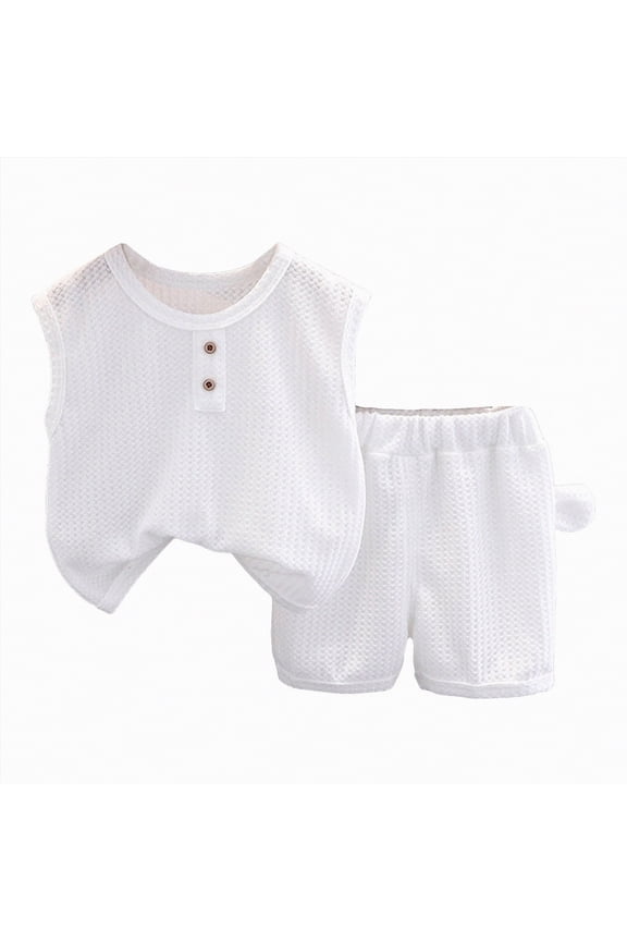 Kids Clothes Boys Boy Children's Summer Cotton Button Short-sleeved Beach 0 6 12 18 24 Months 2T 3T Sleepwear Outfits Shorts Two Piece Set 2PCS