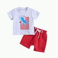 thumbnail image 1 of Kids Clothes Boys Boys' Shorts Set Outfits Spring Summer Cotton Stripe Print Short Sleeved Sports 0 3 6 12 18 24 Months T-Shirt Pocket Pants Tops+Shorts Two Pieces, 1 of 6