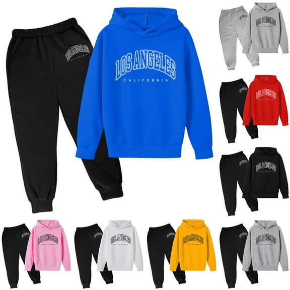 Kids Clothes Boys Children's Autumn Winter Hoodie Pullover Set Letter Printed Long Sleeve Black Boys Outfits 3-4 Years