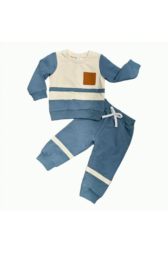 Kids Clothes Boys Infant Girl Spring Fall Stripe Long Sleeve Elastic Waist 6 12 18 24 Months 2T 3T 4T Everyday Outfit Set 2 PC