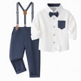 thumbnail image 1 of Kids Clothes Boys Spring Fall Button Front Long Sleeve Elastic Waist 6 12 18 24 Months 2T 3T 4T Party Wear Set 2 PC, 1 of 8