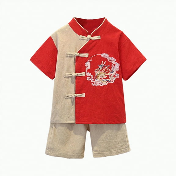 Kids Clothes Boys Summer Children's Button Embroidery Sleeveless Running Suit 0 3 6 12 18 24 Months Tops T-shirt Shorts Pajamas Outfit Set T-Shirt with Solid Shorts 2Pcs 2-Piece