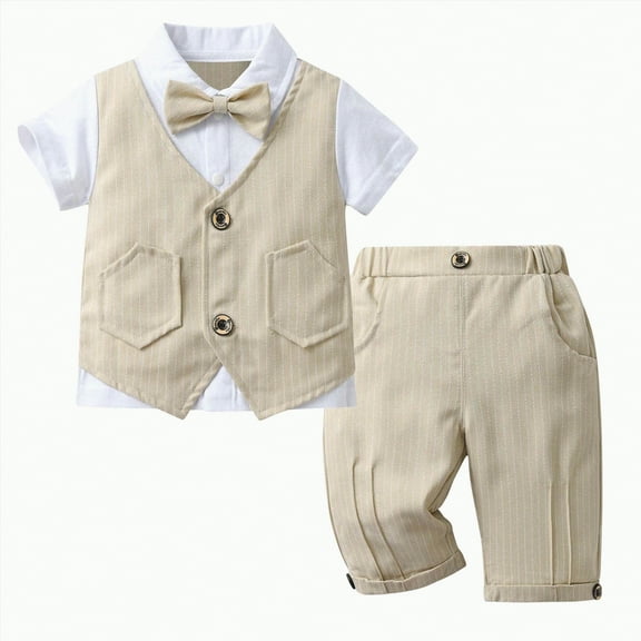 Kids Clothes Boys Toddler Boy Outfits Summer Cotton Button Printed Short Sleeved Sports 3 6 12 18 24 Months 3T Casual Outfit Baby Boys' Clothing Sets Two Pieces Set