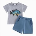 thumbnail image 1 of Kids Clothes Boys Toddler Boy Summer Spring Elastic Printed Short Sleeved Training 12 18 24 Month 3T 4T 5T Shirts Shorts Set Children Clothing 2-Piece, 1 of 7