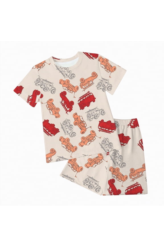 Kids Clothes Boys Toddler Children's Spring Summer Elastic Printed Short Sleeve Training 18-24 Months 2t 3t 4t 5t 6t T Shirt Pullover Tops Shorts Tops+Shorts 2-Piece Set