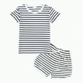 thumbnail image 1 of Kids Clothes Boys Toddler Outfits Summer Girls And Cotton Striped Printed Short Sleeve Training 0 6 12 18 24 Months 2T 3T Pants Set T-Shirt + Shorts 2PCS, 1 of 3
