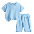 thumbnail image 1 of Kids Clothes Cotton Short Set Casual Outfit Summer Short Sleeve Top and Shorts 2-12Y, 1 of 7