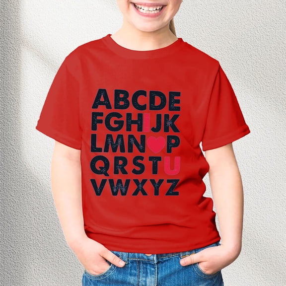 Kids Clothes For Girls Letter Short Sleeve Shirt For Girls Crewneck Summer Clothing Girls Shirts 8-9 Years Cute Girl Clothing