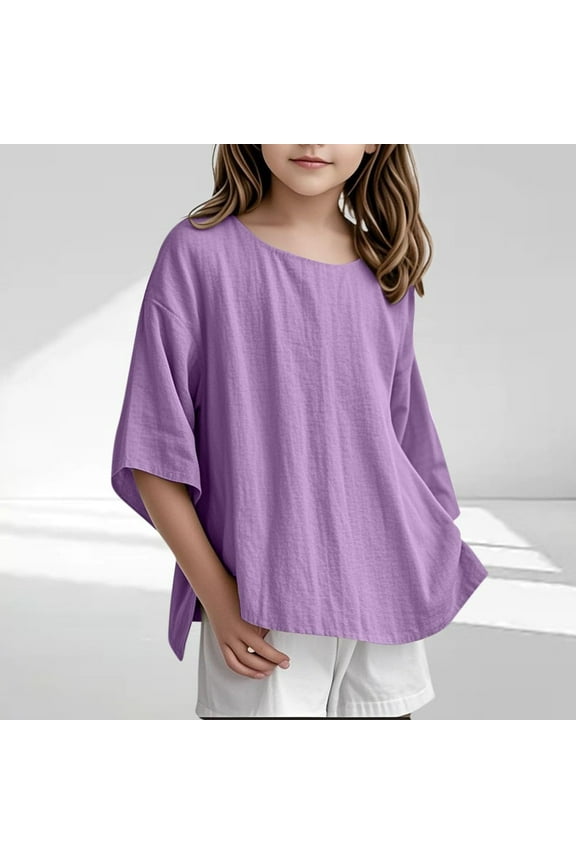 Kids Clothes For Girls Solid Girls Short Sleeve Tops Casual Girls Summer Shirts Little Girls Clothes 3-4 Years Cute&nbsp;Girl&nbsp;Clothing