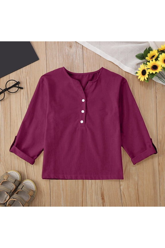 Kids Clothes For Girls Solid Short Sleeve Shirts For Girls Loose Soft Summer Tops For Teens Shirts For Girls 6-7 Years Cute&nbsp;Girl&nbsp;Clothing