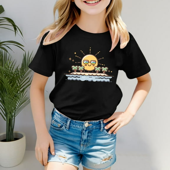 Kids Clothes For Girls Summer Girls Short Sleeve Tops Loose Soft Summer Clothes For Girls 3-4 Years Clothes For Girls Cute Girl Clothing