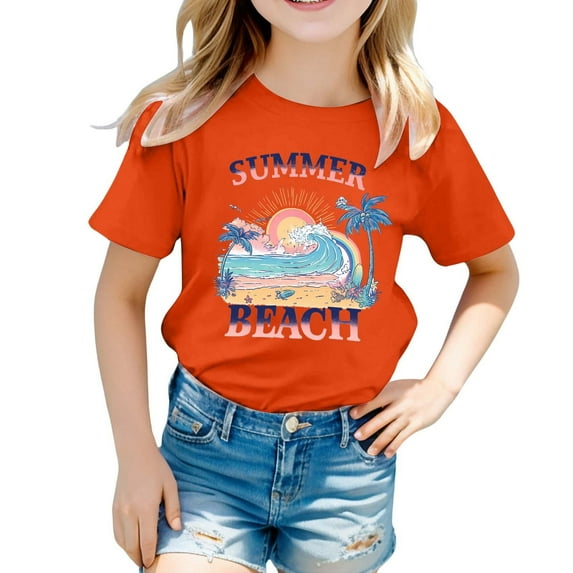 Kids Clothes For Girls Summer Girls Short Sleeve Tops Trendy Summer Clothes For Girls Cute Shirts For Girls 6-7 Years Cute Girl Clothing