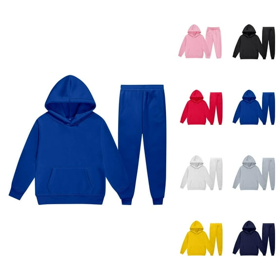 Kids Clothes Girl Set Child Toddler Boys Girls Long Sleeve Solid Warm Hoodie Pullover Tops Pants Kids Outfits Sweat Suit