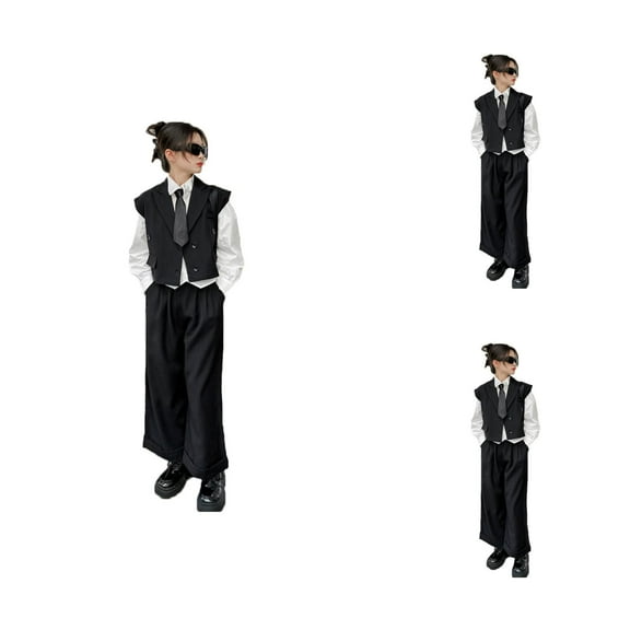 Kids Clothes Girl Sets Girls Fashion Outfits 2 Piece Suit Vest And Wide Leg Pants Set For Teen Girls Casual Wear Stylish Vest Trousers Outfit