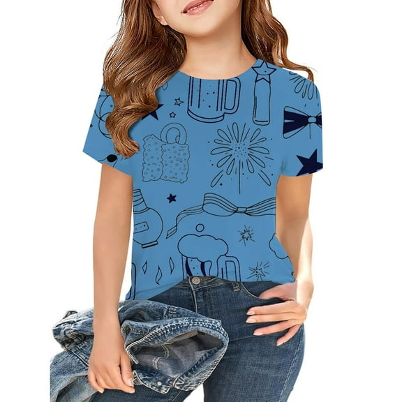 Kids Clothes For Girls Cartoon Short Sleeve Shirts For Girls Loose Soft Teen Girl Summer Clothes Toddler Girl Clothes 4-5 Years Cute Girl Clothing