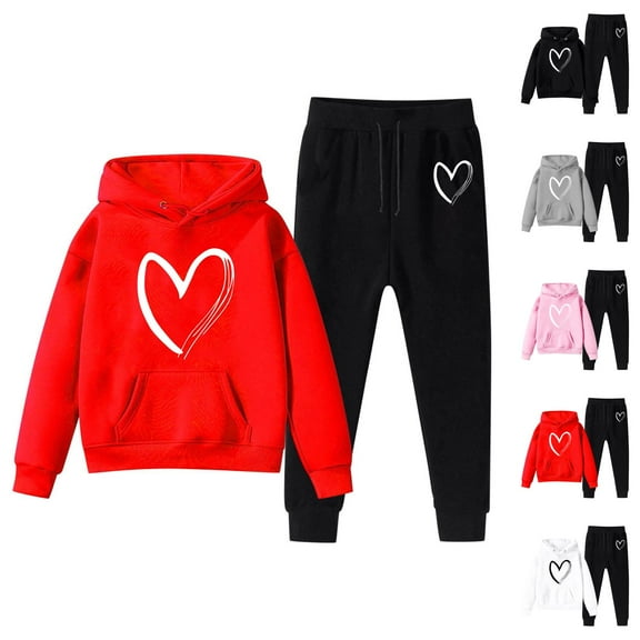 Kids Clothes Girls' Clothing Sets Sweatshirt Girls Kids Boys Kids Hooded Tracksuit Unisex Two Piece Outfits Hoodie Sweatshirt Sweatpants Set