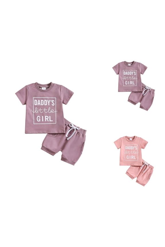 Kids Clothes Girls' Clothing Sets Toddler Girls Summer Short Sleeve Letter Prints Tops And Shorts 2PCS Outfits Clothes Set For Children Clothes