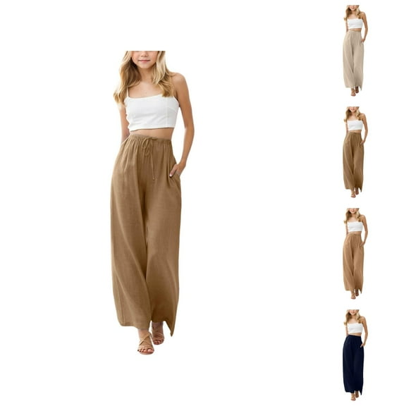 Kids Clothes Girls Girls Pants Women's Casual Pants Loose Wide Leg Beach Trousers With Pockets Comfortable Everyday Outfit For Girls And Kids