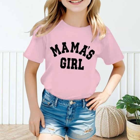 Kids Clothes For Girls Letter Short Sleeve Shirt For Girls Crewneck Cute Summer Tops For Teen Girls Outfits For Girls 8-9 Years Cute Girl Clothing