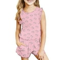 thumbnail image 1 of Kids Clothes Girls Sleeveless Print Shirt and Shorts Cute Tank Top Clothes Sets, 1 of 8