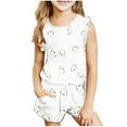 thumbnail image 1 of Kids Clothes Girls Sleeveless Print Shirt and Shorts Cute Tank Top Clothes Sets, 1 of 8
