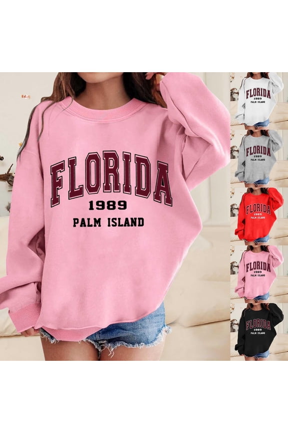 Kids Clothes Graphic Casual Workout Oversized Long Sleeve Sweaters Pullover Sweatshirt, 9-10 Years