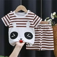 thumbnail image 1 of Kids Clothes Set Boy Girl T-Shirt & Shorts Summer Cartoon Casual Clothes Set (Coffee 6-12 Months), 1 of 6