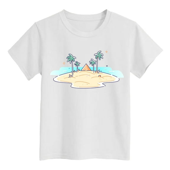 Kids Clothes for Girls White Printed Toddler Girl Short Sleeve Shirt Loose Soft Summer Toddler Girl Clothes Shirts for Girls 3-4 Years