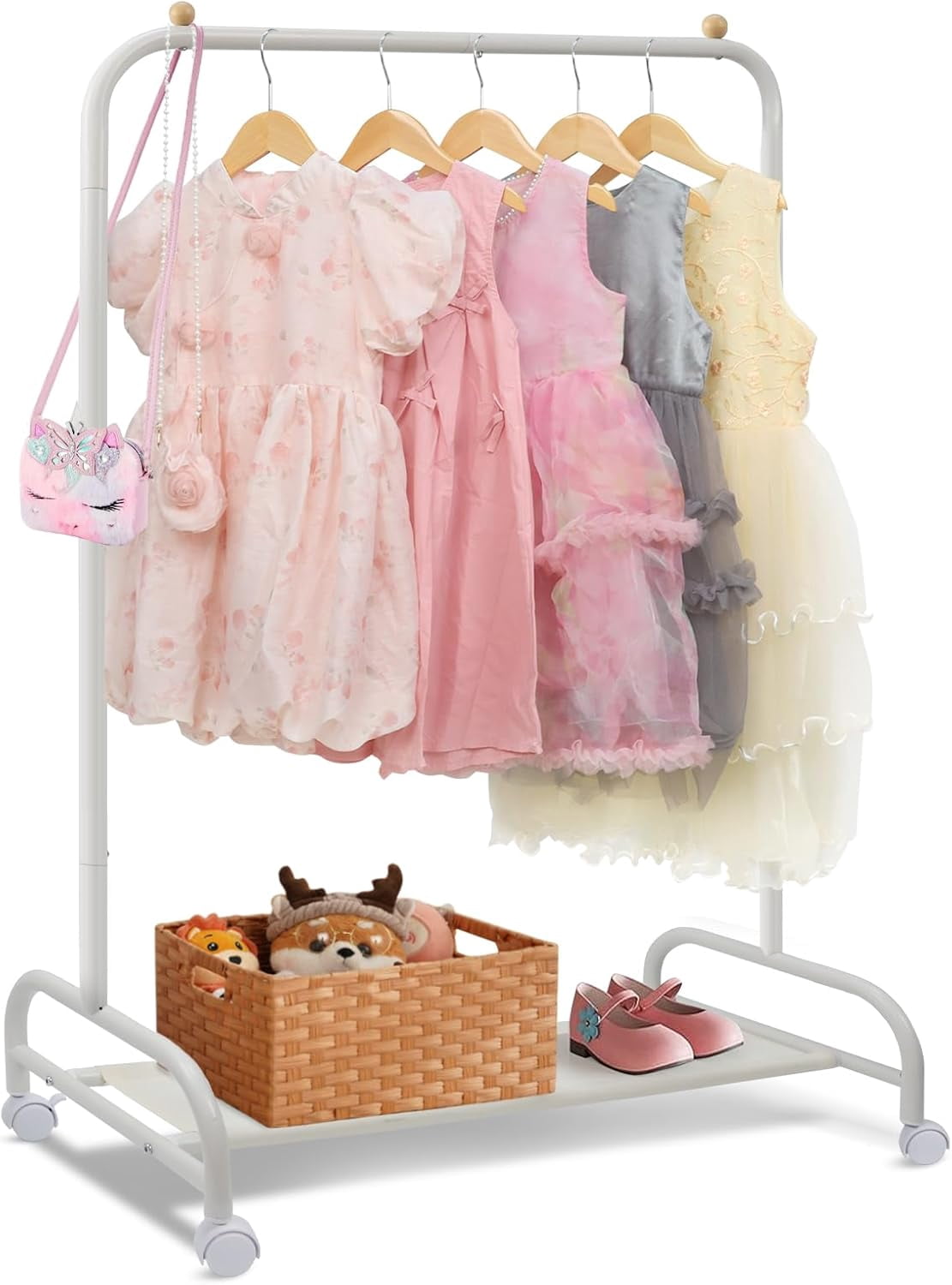 Crib Clothes Rack Kids Clothing Rack, Baby Clothes Rack for Hanging Clothes with Wheels ...