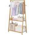 thumbnail image 1 of Kids Clothing Rack for Hanging Clothes,Small Toddler Clothes Racks Bamboo Wooden Garment Dress Up Storage Costume Rack with Shelves for Laundry Drying,Short,Mini,Floor Standing, 1 of 6