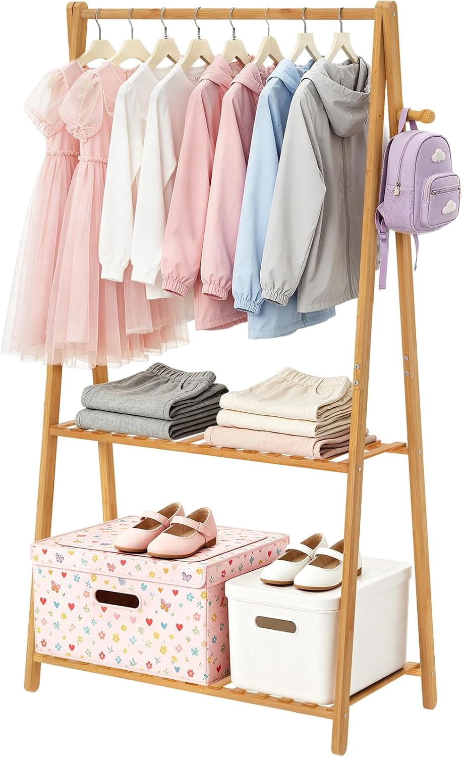Kids Clothing Rack Small Baby Clothes Racks Bamboo Garment Rack 50