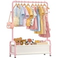 thumbnail image 1 of Kids Clothing Rack with Storage Shelf, Kids Dress Up Rack Storage for Coats, Small Baby Garment Rack for Hanging Clothes, Toddler Wardrobe Closet Organizer for Kids (Classic, Pink), 1 of 7
