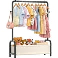 thumbnail image 1 of Kids Clothing Rack with Storage Shelf, Kids Dress Up Rack Storage for Coats, Small Baby Garment Rack for Hanging Clothes, Toddler Wardrobe Closet Organizer for Kids (Classic, Black), 1 of 14