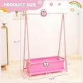 thumbnail image 1 of Kids Clothing Rack with Storage Box, Dress up Holder, Child Garment Hanger with Hanging Rods, Small and Foldable, Bamboo (Pink), 1 of 6