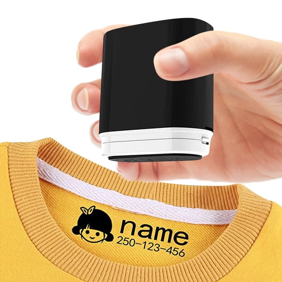 Kids Clothing Stamper Set for Marking Reusable Name Stamp for School Laundry Proof Labeler for Childrens Belongings Easy Use Identification Tool, 4.8 cm×2.4 cm×5.7 cm, Black