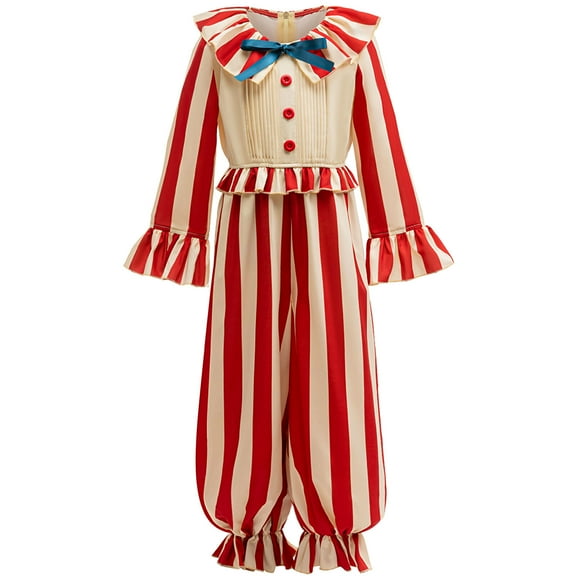 Kids Clown Jumpsuit Outfits Halloween Costume for Boys Girls, Size 8-9Y