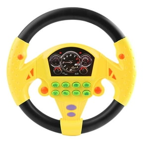 Kids Co-Driver Steering Wheel Toy with Music & Sounds – Educational Driving Controller for Children Ages 4-6, Interactive Pretend Play Toy for Car Rides,Yellow