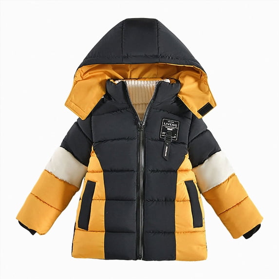 Kids Coat Fall Winter Jacket Girls Boys Hooded Toddler Outwear Zipper Warm Thick Coat 6-12 Months 12-24 Months 2T 3T 4T 5T 6T 7T 8T Children Yellow,3-4 Years