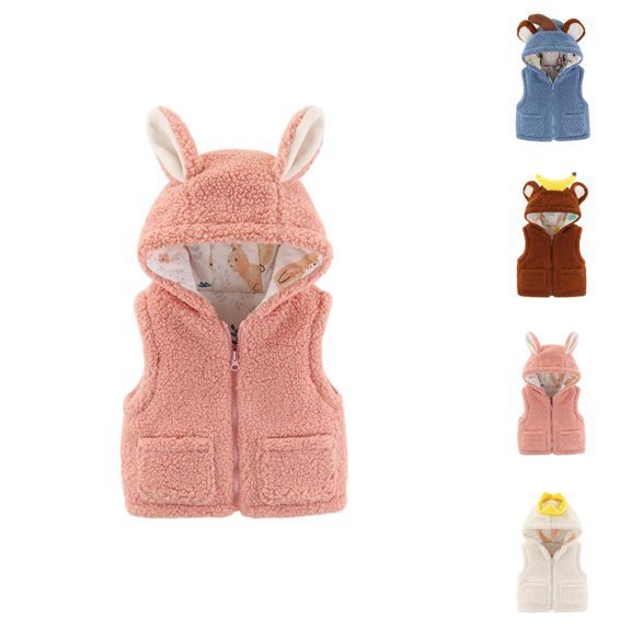 Kids Coat Girls Coats Baby Unisex Cotton Solid Autumn Solid Cute Warm Hooded Vest Coat Clothes