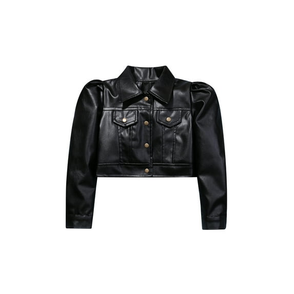 Kids Coat, Girls Solid Color Turn-Down Collar Long Sleeve Jacket Tops for Spring Fall, 2-8 Years