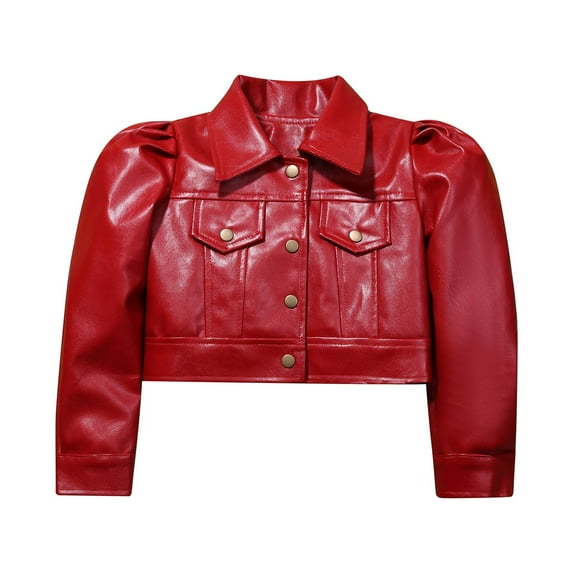 Kids Coat, Girls Solid Color Turn-Down Collar Long Sleeve Jacket Tops for Spring Fall, 2-8 Years